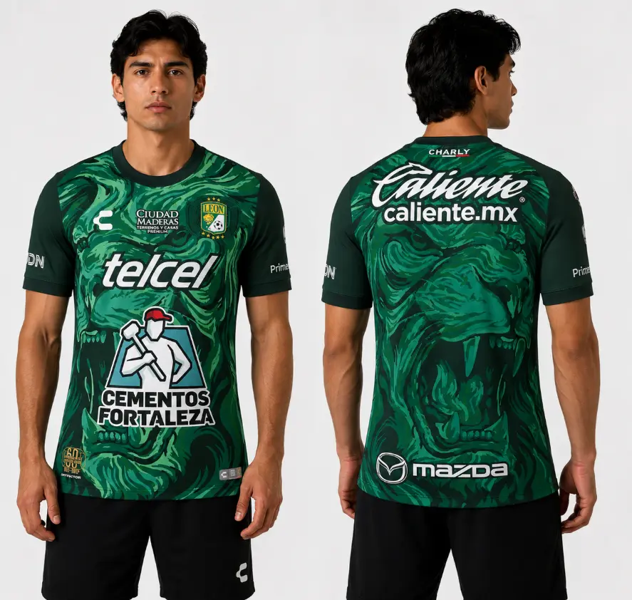 Men’s 2026/27 Premium Club León FC Home Liga MX Soccer Jersey - Retro Graphic Polyester Sports Top, Lightweight Breathable Short-Sleeve Athletic Streetwear Collectible