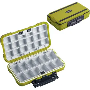 Upgrade Small Tackle Box, Waterproof Fishing Lure Boxes, Fishing Bait Storage Lure Case Bait Plastic Containers Green