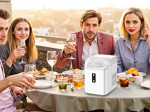 Countertop Ice Maker Machine,Fast Making Ice Cubes, 2 Sizes Bullet Ice, Portable Ice Machine
