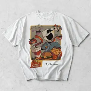 Try The Sauce Digital Circus Tee | Funny Gangle & Jax Fast Food Graphic Shirt | Retro 90s Cartoon Animation T-Shirt | Viral Indie Streetwear Tee | Unisex Fan Gift
