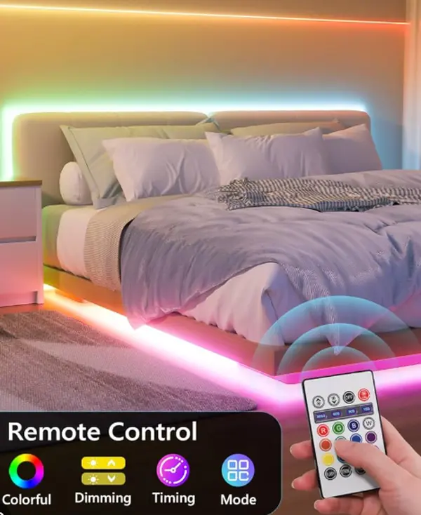 Adjustable LED Daybed with Charging Station & Remote Control - Modern Furniture for Cozy Living Spaces with Colorful Dimming & Timing Features