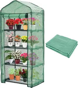 4-Tier Greenhouse Replacement Cover Clear PE Greenhouse Replacement Cover with Roll-Up Zipper Door - 27" L x 19" W x 61" H(Cover Only) PLGH704PEGC
