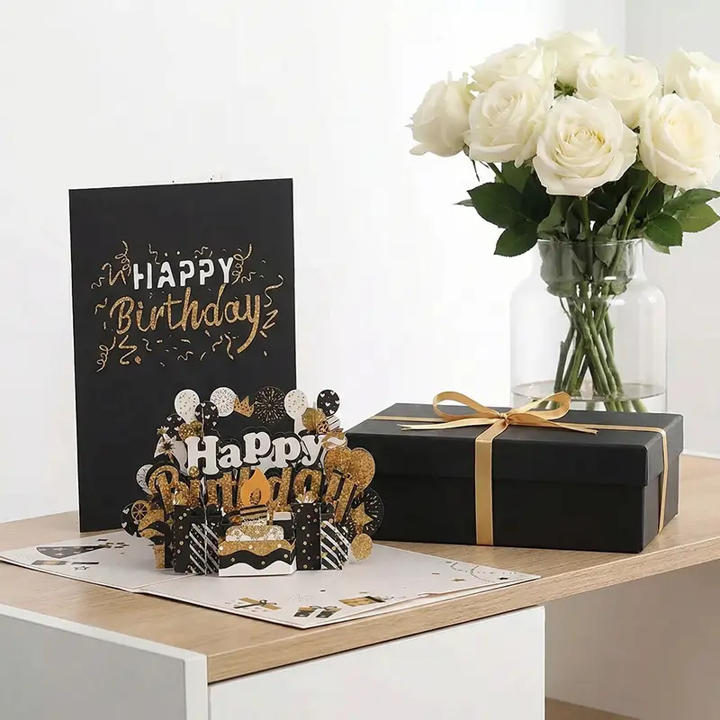 3D Pop-Up Birthday Cards, Postcard-Style Pop-Up Cards, Birthday Cards—perfect for moms, wives, sisters, boys, girls, and friends. 1 pack