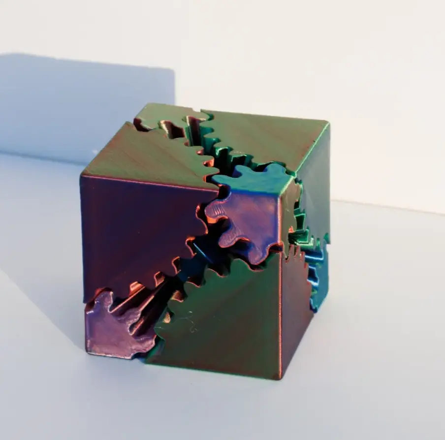 3D Printed Gear Cube Figurine