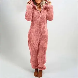 Autumn and winter fleece thickened cat one-piece hooded pajamas home clothes Fleece-lined, thickened furry onesie hooded loungewear pajamas