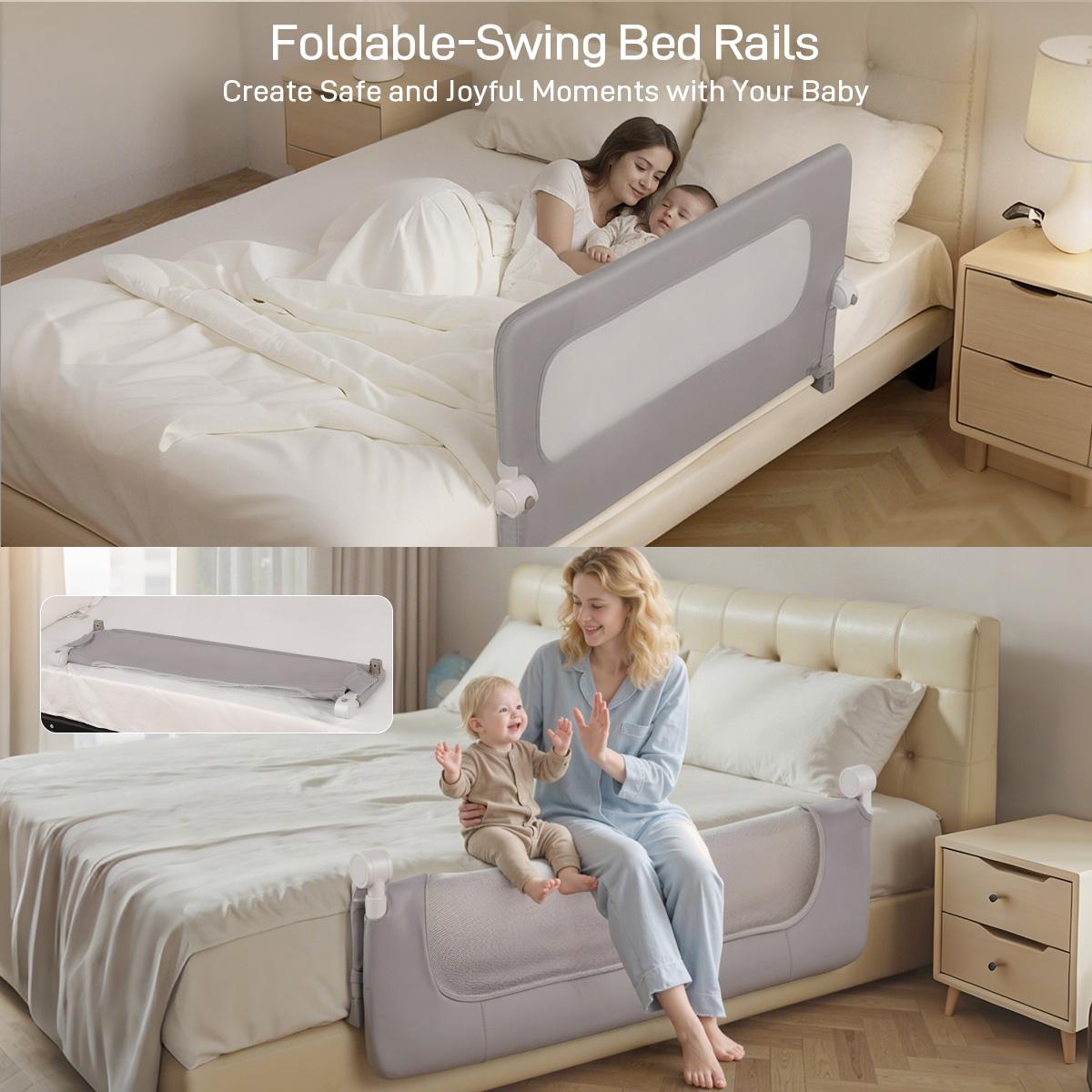 Bed Rail for Toddlers, CAVEEN 47" Toddler Bed Rails, Baby Bed Rail Guard, for Twin, Full, Queen, King Bunk Size Bed Swing Down Bedrail Extral Tall Child Safety Side Railing Guards for Kids, Valentine's Day