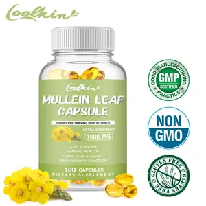 Coolkin-Mullein Leaf Capsules-120 capsules-For clearing lungs, respiratory system, immune system-Non-GMO, high potency