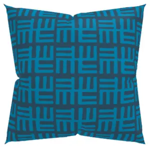 Blue African Pattern Throw Pillow With Insert