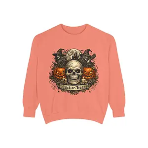 Skull with Pumpkins Trick or Treat Sweatshirt