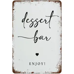 Minimalist Dessert Bar Print,Party Sign,Dessert Table Sign,Black & White Wall Art Sign Best Vintage Fun Home Decor Tin Signs, Vintage Metal Signs, Perfect for Bar Posters 12 x 8 Inch