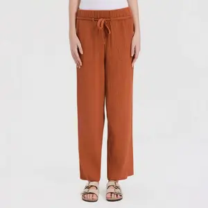 Women's Mid-Rise Wide Leg Tie-Waist Pull-On Pants - Universal Thread Orange XS