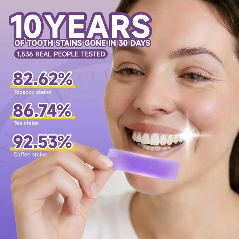 Purple Teeth Whitening Strips – 42/28/14 Pairs, Enamel-Safe Peroxide-Free Formula, Non-Sensitive Purple Corrector for Daily Whitening & Travel Dental Care