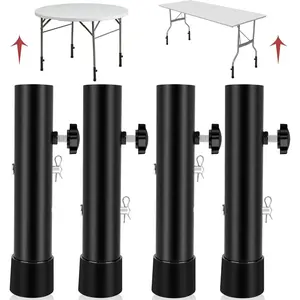(4-PACK) Folding Table Leg Extenders, Highly Durable Steel Folding Table Leg Risers, Folding Desk Leg Extensions For Straight And Bent Legs, Adjustable Table Height Extenders For Rise 3.6in/5.2in
