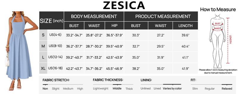 ZESICA Women's Summer Sleeveless Floral Midi Dresses 2026 Halter Neck Wedding Guest Cocktail Party Flowy A Line Long Dress