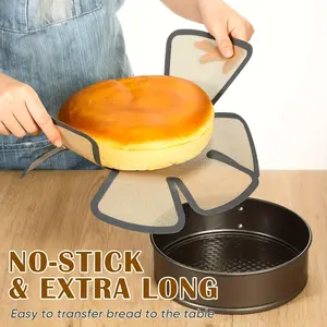Non-Stick Silicone Bread Tray Liner, High Heat Resistant Baking Pan Pad with Safety Handle, Reusable Food Grade Pastry Dough Round Mat