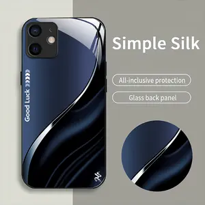 Suitable for [iPhone 12] Simple silk gradient glass phone case, affordable, fully shockproof, drop-proof and wear-resistant-MS01