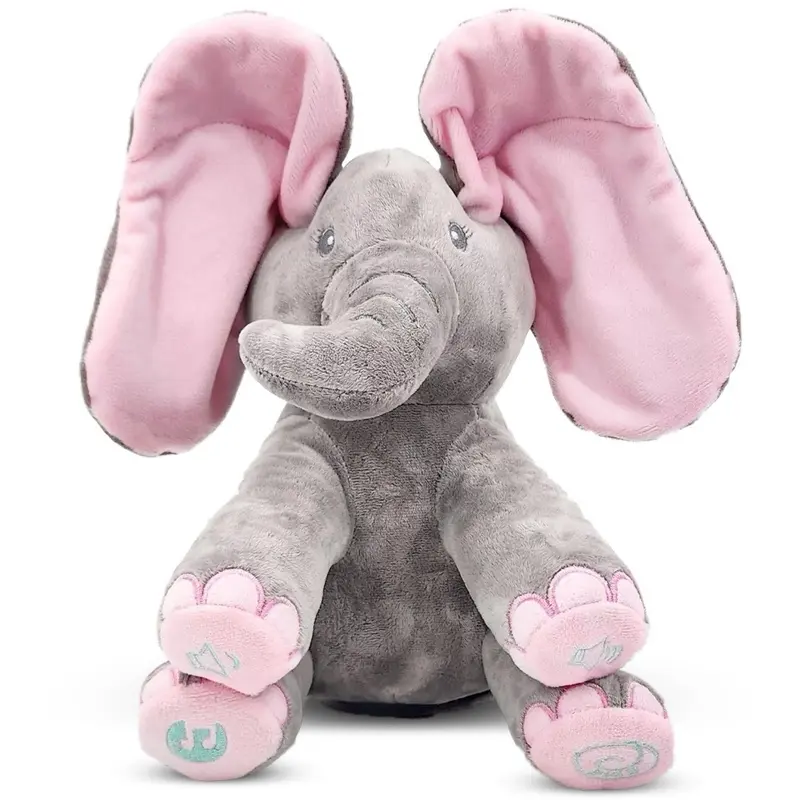 Dimple Kaia Kyle Peek A Boo Elephant Toy, Interactive Singing Stuffed Animal Plush with Moving Ears, Musical Stuffed Animal for Babies and Toddlers, Adorable Elephant Baby Toy