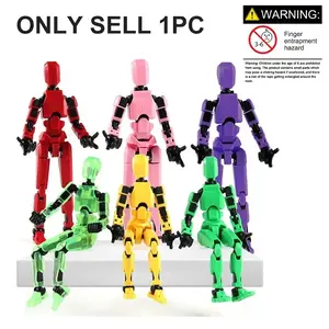 Stress-Relief Building Block Toy Figure 1 Piece with Movable Joints Trendy 3D Design DIY Assembly of Numbered Characters Desktop Decoration for Creative Poses