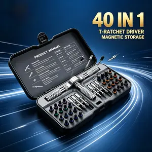BoltWay 40 in 1 Magnetic Ratchet Screwdriver Set with 38 Alloy Steel Bits,T-Handle,Smooth Ratcheting,Strong Magnetic Grip,Rust-Resistant,Portable Compact Tool Kit for Furniture,Bicycle,Home Appliance Repair,Ideal Gift for Dad,Husband,HandymanDIY Lovers