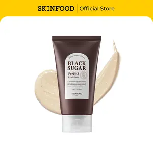 [SKINFOOD Official] Black Sugar Perfect Scrub Foam | Detoxifying Pore Scrubs & Exfoliator Soft & Rich Bubble Facial Foam Cleanser, Removes Dead Skin Cells - Exfoliating Skincare for Men & Women, 6.35 oz (180g)