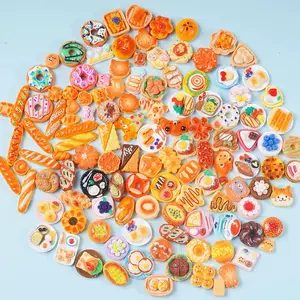 32pcs Realistic Mini Bread Cake Pie Resin DIY Accessories, Mixed Pack Children Micro Landscape Decorations, Convenience Store Supermarket Materials, Play Kitchen Accessories