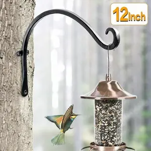 Hanging Plant Brackets Outdoor: 12-Inch Hanging Plant Hangers Wall Hooks - Wall Mount Hanging Brackets for Bird Feeder Flower Baskets Black