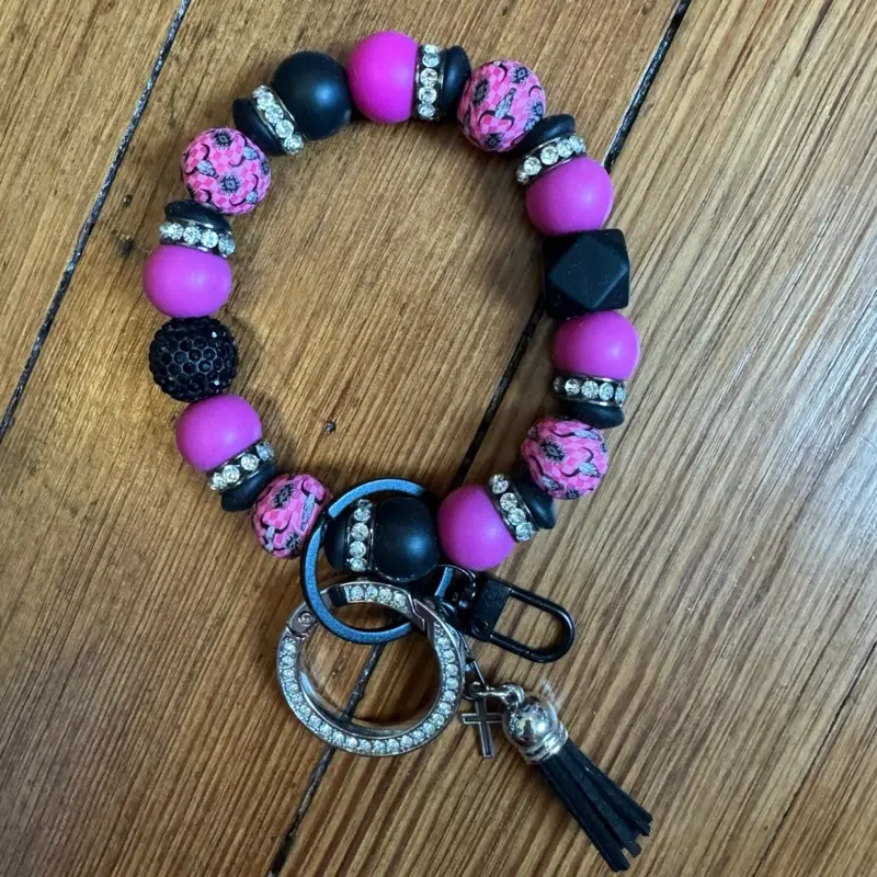 Western Skull Wristlet Keychain with O-ring for Easy Attachment to Purse or Bag