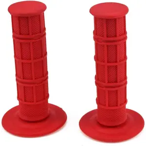 22mm 7/8" Universal Motorcycle Rubber Handlebar Grips, Motocross Dirt Pit Bike Grips with 24mm Right Side for Throttle Tube, Red