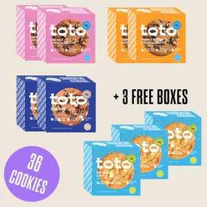 Cookie Monster Bundle - 36 Cookies in 9 4-packs: Sea Salt Chocolate Chip, Peanut Butter Chocolate Chip, Birthday Cake, S'mores