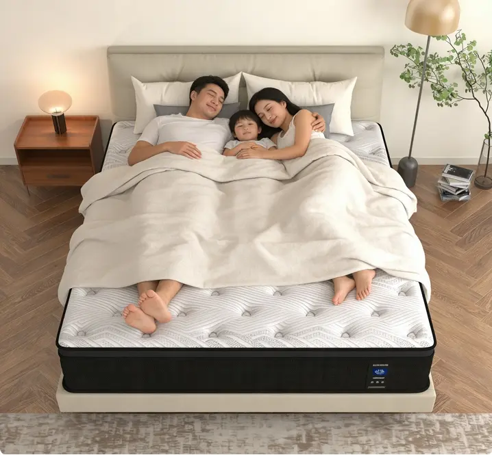 MRH Hybrid Mattress Queen - 10/12/14in Modern Independent Spring Memory Foam Mattress, Medium Hardness, Back Support for Home Bedroom