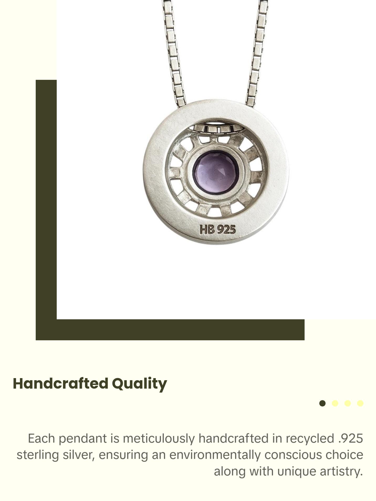 Basotho Amethyst Sterling Silver Basket Weave Pendant Necklace