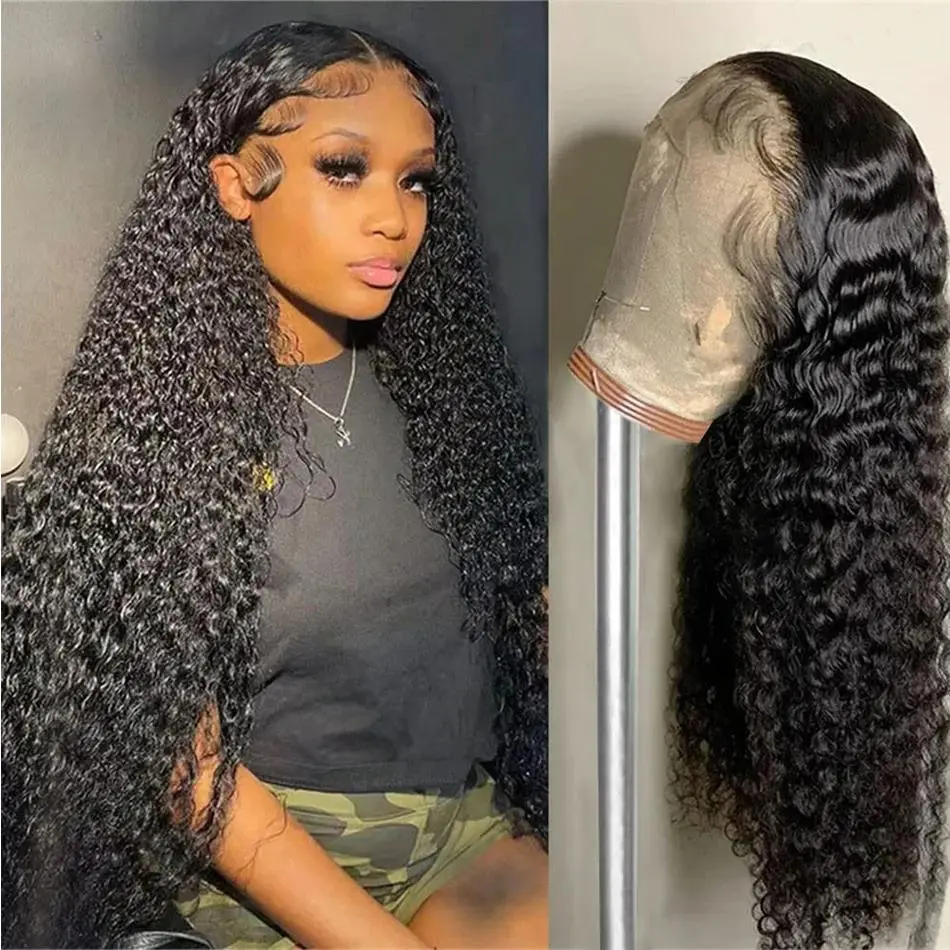 Transparent HD 13x6 Lace Front Wigs Human Hair Pre Plucked Jerry Curly Human Hair Wigs For Black Women 180% Density HD Lace Frontal Wigs