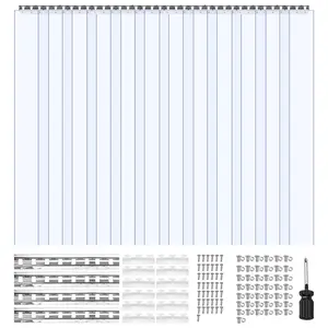 VEVOR Clear PVC Strip Curtain, 96 in Height x 84 in Width x 0.08 in Thickness, 14 PCS Walk in Freezer Cooler Curtain Strips, Smooth Waterproof Plastic Door Strips for Warehouse, Freezer, Garage Doors