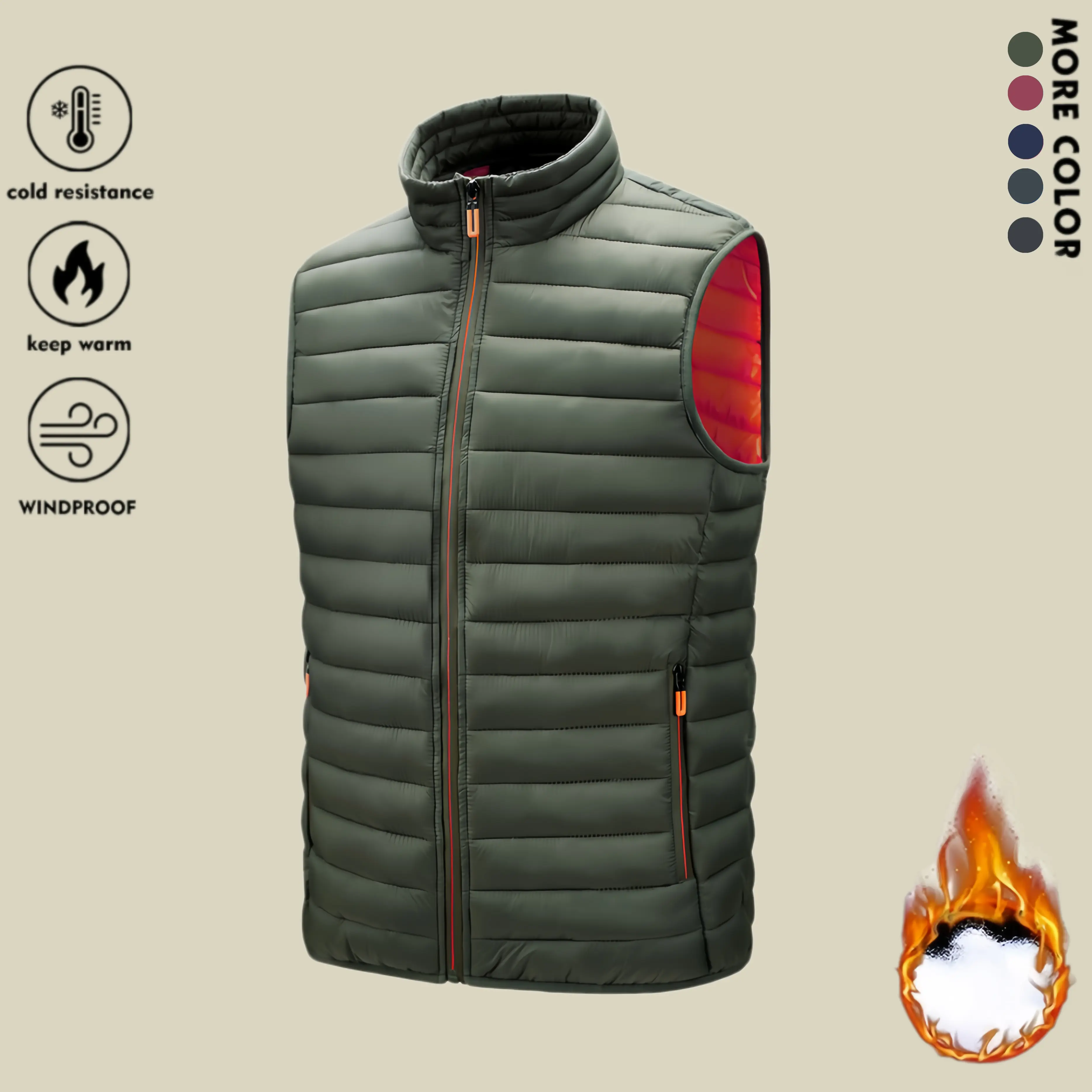 Men's Autumn Winter Quilted Padded Vest, Stand Collar Sleeveless Jacket, Windproof Cold Resistant Woven Outerwear, Comfort Flexible Zip Up Gilet for Outdoor Sports, Exercise & Versatile Daily Casual Layering