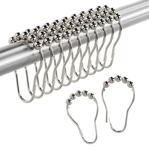 Amazer Rust-Resistant Metal Shower Curtain Rings, Shower Hooks Hangers for Bathroom Shower Rod, Set of 12