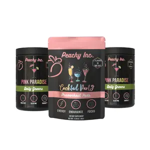 Peachy Inc. $89 for 3 Bundle 2 Pink Paradise Greens + 1 Cocktail Party Pre-Workout for Balanced Energy & Daily Nutrition Support