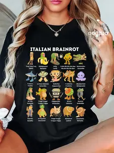 100% Cotton Types of Italian Brainrot Meme Character Hand Drawn for T-Shirt