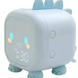 Dinosaur Alarm Clock with Voice Control, Night Light & Temperature Display for Kids' Bedroom
