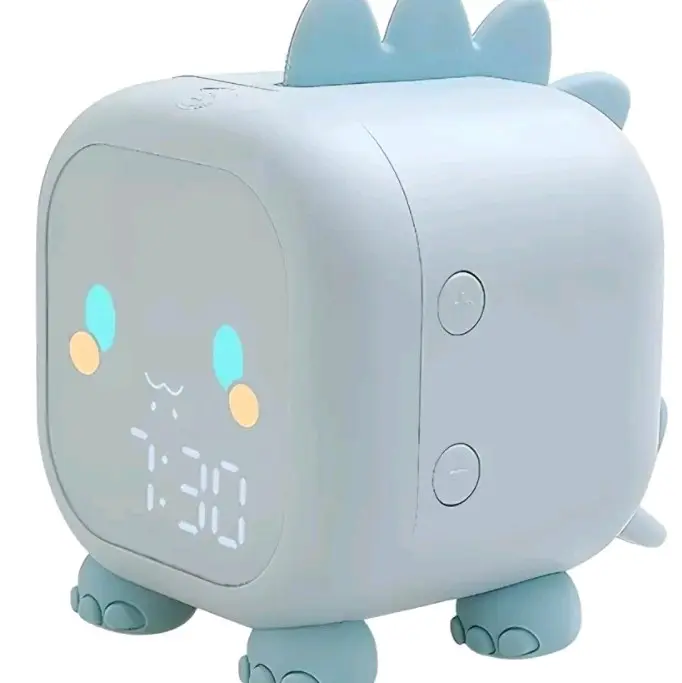 Dinosaur Alarm Clock with Voice Control, Night Light & Temperature Display for Kids' Bedroom