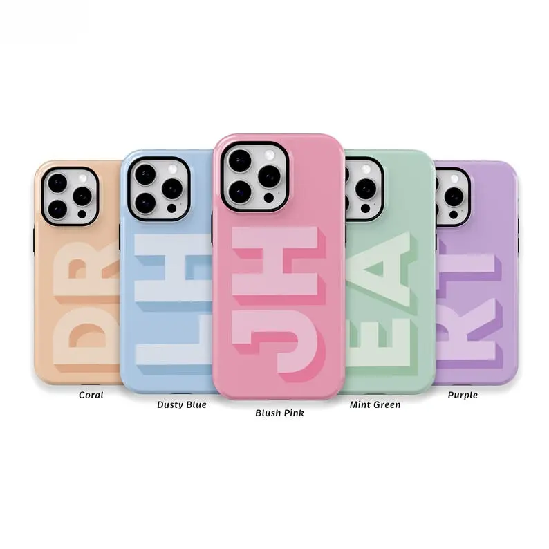 Personalized Initials Phone Case Cover for iphone 17 phone case 16 pro max 15 Plus 14 13 12 11 and Samsung S26Ultra S25Plus S24 S23 S22 Cute,clear,military-grade,high-end,durable,shockproof,and drop-resistant 2-in-1 glossy phone case