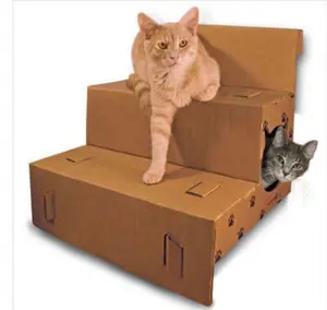 212 MAIN Imperial Cat 01110 Step-N-Play Pet Steps - Dog & Cat Scratching Furniture Accessory with Box, Hiding Space, Easy Assembly, Side Cuts