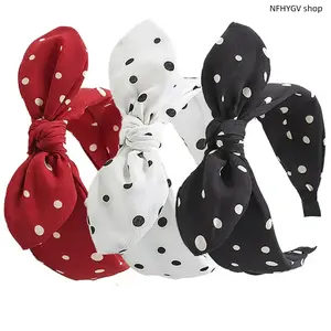 Three Pack Wide Bow Hair Bands Polka Dot Rabbit Ear Design Soft Comfortable Women Hair Accessories for Daily Casual Dressing Party Gathering Leisure Outings And Daily Head Decoration Matching