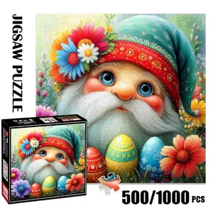 1pc 1000 piece adult puzzle 58x58cm Floral - Adorned Gnome with Colorful Easter Eggs 500 pieces paper jigsaw puzzle suitable for DIY creative games for adults and families, birthday and holiday str