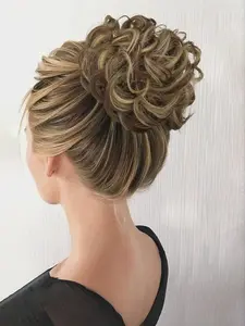 Women's Elegant Minimalist Hair Ties with Fluffy Synthetic Hair Bun, Novelty Trendy Elastic Synthetic Hair Buns, Chic All-match Hair Accessories for Hairstyle Decor