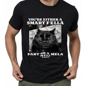shortsleeve tees You're Either a Smart Fella or a Fart Smella Funny Cat Meme T-Shirt