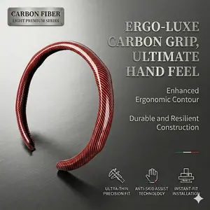 New Carbon Fiber Steering Wheel Cover, Quick Turn Non-Slip Design, Sweat Absorbing Breathable Waterproof Steering Wheel Protector, Universal Fit All Seasons Car Interior Accessories
