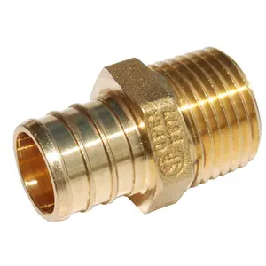 212 MAIN Cash Acme UC142LF Thread Adapter - 1 x 0.75 in. MNPT, DZR Brass, Corrosion Resistant, Barb Fit, PEX Connection for PEX Systems, Bulk Household Appliance Part
