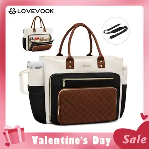 【Valentine's Day Gift】LOVEVOOK 15.6inch Laptop Bag for Women,Multi-pocket Teacher Work Tote Bag,Travel Tote Bag with Large Cup Holder,Waterproof and Scratch-resistant Large Capacity Diaper Bag,Fashion Portable Gym Bag,TikTokShopJumpstartSale