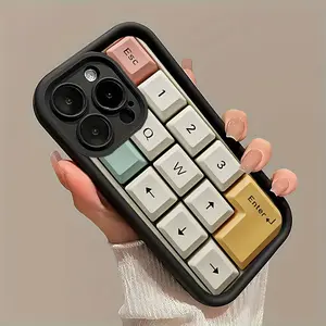 2D Keyboard Pattern Phone Case/Computer Enthusiast/for iPhone 17 Air/16 Plus/15 Pro Max/14 Pro/13/12/11 and Other Mobile Phone Cases/Suitable for Women/Men/Girls and Boys as Gifts/Technology Creative/TY391
