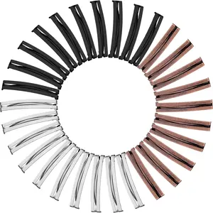 30 count Open Center Metal Barrettes Anti-slip Metal Hair Clip for Thin Hair Women and Girls, No Slip Barrettes Assorted Colors(Open Center Barrette,Black, , Brown)